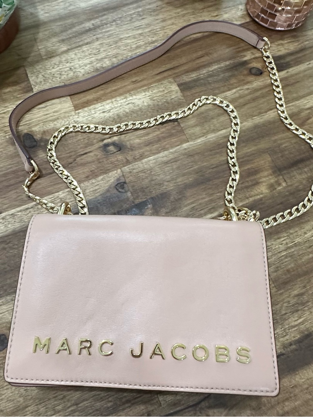 Authentic Marc Jacobs Blush Pink Leather Crossbody with Gold Logo - Picture 14 of 16